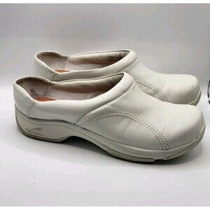 Dansko Kelsey Women EUR 38 White Leather Slip-On Round Toe Casual Work Clog Shoe